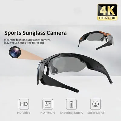 4K HD Camera Glasses Mini Wearable Polarized Lens DVR Video Surveillance Security Protection Video Cam For Outdoor Sports