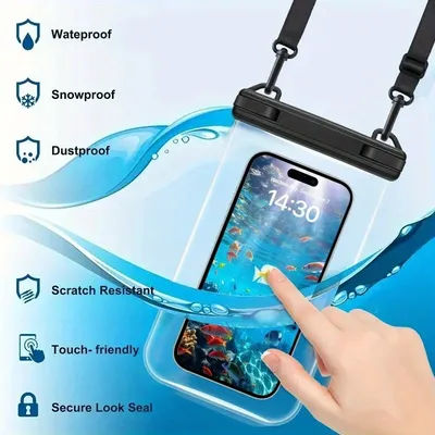 Full Transparent Phone Waterproof Bag with Adjustable Lanyard Crossbody Swimming Drift Storage