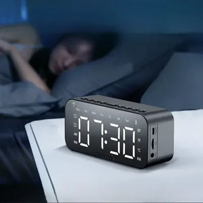 Réveil LED Bluetooth avec affichage de la température, haut-parleur Radio FM, décoration de Table de