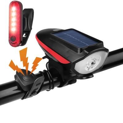 TEMU Rechargeable Bicycle Headlight Bicycle Tail Light Set, 250lumen Solar Headlight, Safety Led Warning Usb-c 1200mah, Night Cycling Safety Light
