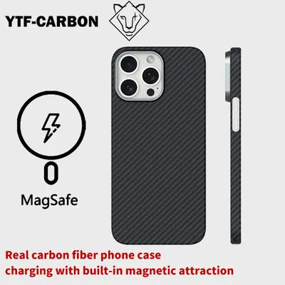 YTF carbon fiber compatible Magsafe magnetic phone case suitable for iPhone 16 15 Pro Max aramid