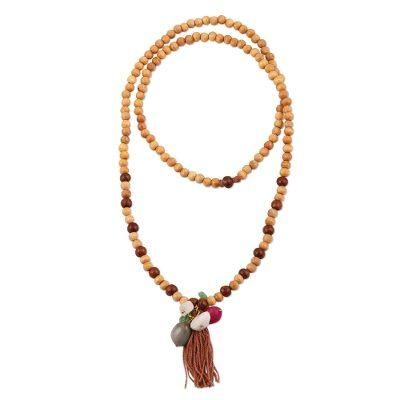 Delhi Diversity,'Artisan Crafted Beaded Wood and Quartz Necklace'
