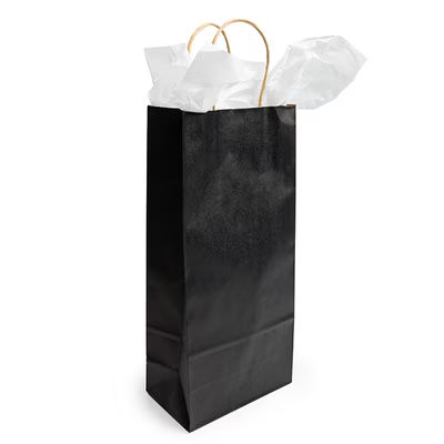Black Kraft Paper Merchandise Handle Bags 5 7/8" x 3 9/16" x 12 5/8" 50 Pack GMB3B