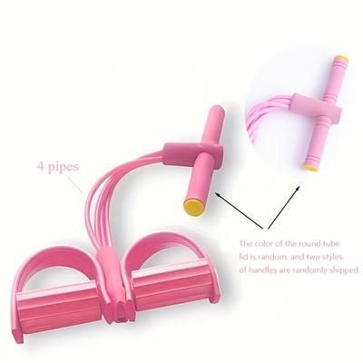 TEMU 4-tube Resistance Band With Pedals & Handles - Stackable Tpe Fitness Equipment For Yoga, Strength Training, And Muscle Toning - Purple/ For Full-body Workouts
