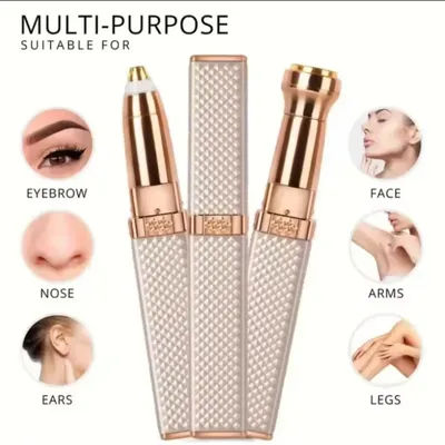 1pc Rechargeable 2-in-1 Eyebrow Razor and Hair Shaver with LED Light - Painlessly Remove Peach Fuzz, Facial Hair, Eyebrows, Lips