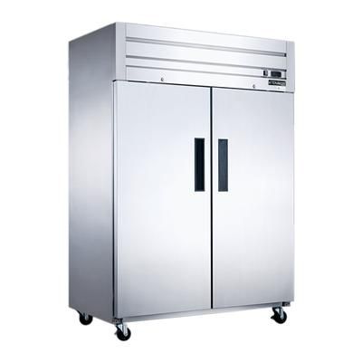 Dukers D55AR 55 1/8" 2 Section Reach In Refrigerator, 2 Left/Right Hinge Solid Doors, 115v, Stainless Steel