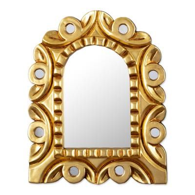 Golden Window,'Window-Shaped Antique Gilded Bronze Wood Wall Mirror'