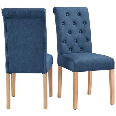 TEMU Yaheetech 2pcs Dining Chairs Upholstered Kitchen Chairs, High Back Padded Chairs For Dining Room/kitchen/living Room/bedroom/dressing Room/restaurant, Dark Grey/black/beige/blue