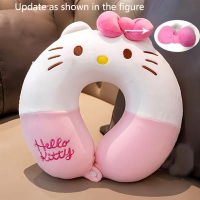 TEMU Cartoon U-shaped Pillow, Kitty Cat Car Neck Pillow, Office Nap Pillow, Medium Soft, Neck Fatigue.