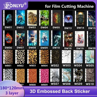 FONLYU 50pcs 3D Relief Back Cover Film Protector Skin Sticker Hydrogel Rear Film For Cutting Machine