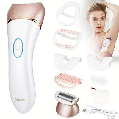 TEMU Scttomon 2-in-1 Lcd Digital Display Women's Electric Body Hair Removal Device, Usb Charging, Stainless Steel Blades, 600mah Battery, Rose Golden & , For , Armpits & Private Areas