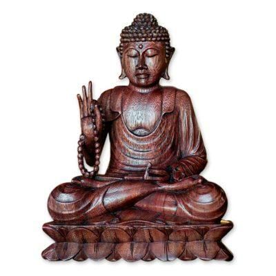 Serene Buddha,'Wood statuette'