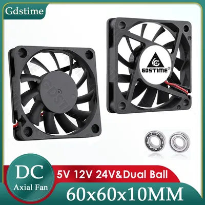 Gdstime 60MM Fan 24V 12V 5V Cooler 60x60x10MM Axial Cooling Fan 6010 Dual Ball Brushless Dupont USB Fan for PC Case CPU Cooling
