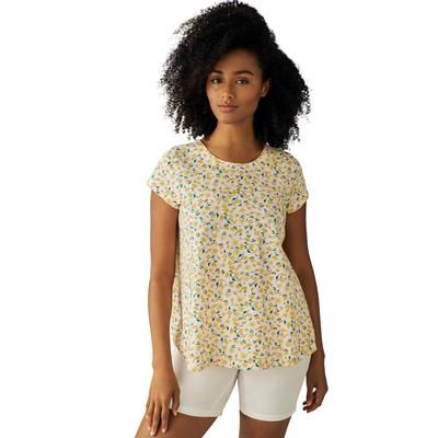 Plus Size Women's Trapeze Knit Tee by ellos in Orchid Pink Yellow Floral (Size 18/20)