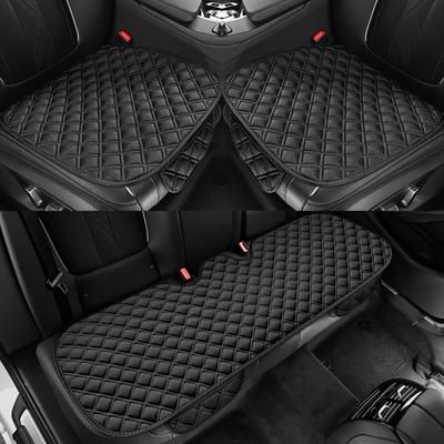 TEMU 3pcs Car Seat Cushion Set For Front And Rear Seats, Texture Breathable Car Mats, For Suvs, Sedans - Essential Auto Accessories, Linen, Car Seat Covers