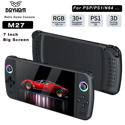 BOYHOM M27 Portable Pocket Retro Handheld Video Game Console 7.0" IPS Screen 1024*600 Display RGB light Support Emelec HDMI Out
