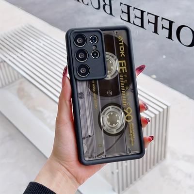 TEMU Retro Style Cassette Pattern Phone Case Compatible With Galaxy S25 S24 S23 S22 S21 S20 Fe 4g 5g, Soft Tpu Back Cover For Drop Protection.