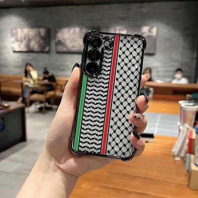 TEMU Scarf Grid Pattern Phone Case For Galaxy S25 S24 S23 S22 S21 Fe 4g 5g Shockproof Transparent Soft Back Cover