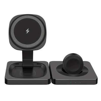 TEMU 3in 1 Foldable Magnetic Wireless Charging Dock Station For Multiple Devices, Portable Travel Charging Pad For Iphone 16/15/14/13/12 Pro , Iwatch 10/ultra/se/9/8/7/6/5/4/3/2, Airpods 4/pro/3/2
