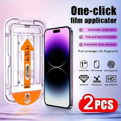 TEMU 2pcs Tempered Glass Screen Protector For Iphone, Auto Dust-, -click Installation Compatible