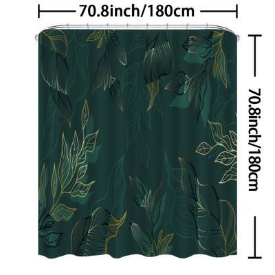 TEMU 1pc Vintage Green Leaf Bathroom Shower Curtain, Machine Washable Hook Shower Curtain, With Privacy Bathroom Decoration, Suitable For All