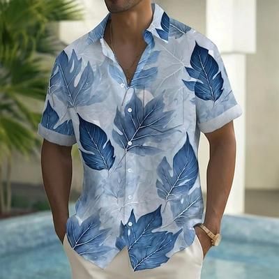 Per uomo Foglia di palma Piante Tropicali Camicia hawaiana estiva Camicia con Bottoni Camicia Aloha Manica Corta Hawaiano Ferie Abbigliamento mare Estate Primavera Collo ripiegato Stampa 3D camicie