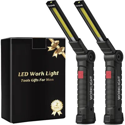 New Portable COB LED Flashlight USB Rechargeable Work Light Magnetic Lanterna Hanging Lamp with Built-in Battery Camping Torch