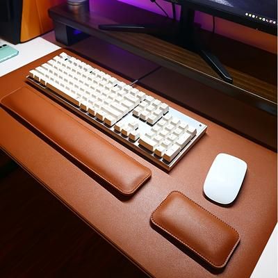 TEMU Three-piece Set, Large Computer Desk Mat Mouse Pad, Large Mouse Pad + Keyboard Pad + Mouse Wrist Support, Office Desk Computer Desk Anti-slip Protective Pad