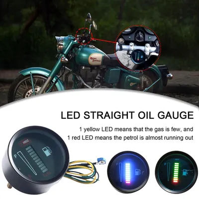 Jauge de carburant pour moto, 2 pouces, 12V, lumière LED bleue et verte, compteur de carburant pour voiture, jauge universelle, niveau numérique Y7J0