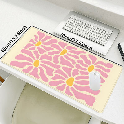 TEMU Pink Abstract Flower Mouse Pad Design Gaming Large Desk Pad 31.4x15.7 Inch Computer Keyboard Mousepad With Non-slip Rubber Base For Office Gift For Yourself