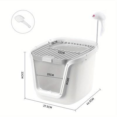 TEMU Cat Litter Box Super Large Space Cat Toilet Lift Cover Clean Cats' Sandbox Multi-directional Access Litter