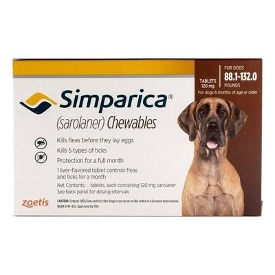 Simparica Chewables For Dogs Above 88 Lbs (Red) 6 Chews
