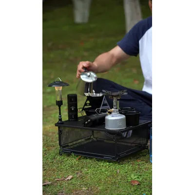 CAMPINGMOON Outdoor IGT Table Unit Combination Multi functional Water Filter Basket Iron Camping Storage Cage
