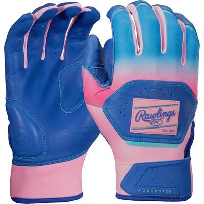 Rawlings Workhorse Funburst Adult Batting Gloves Royal/Pink