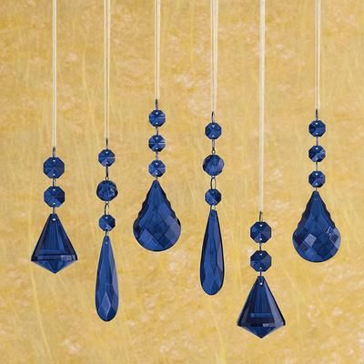 Set of 6 Crystal Drop Ornaments - Aqua Crystal Drops - Frontgate