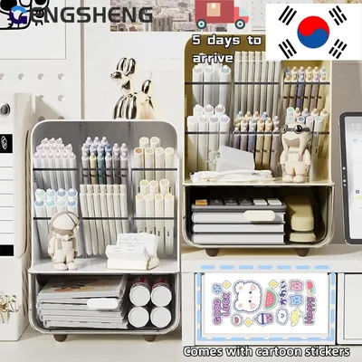 2Pcs Large Capacity Slanted Pen Holder Desk Stationery Storage Box for School Office Desktop Sundry Storage Rack Desk Organizer