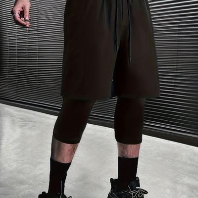 TEMU Men's Casual Sports Shorts, Two-piece Men's Shorts, Male Shorts, Athletic Pants, Stylish Woven Trousers.