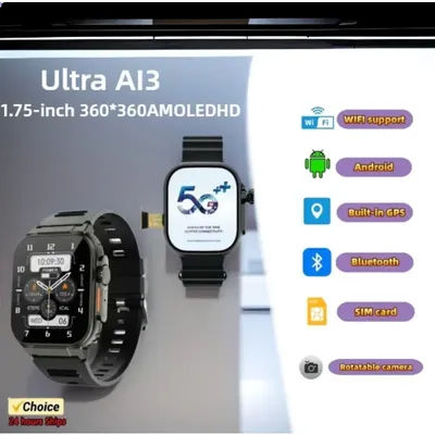 Microwear Smartwatch Ultra AI3 4G SIM Card Android 2.2inch 448*528 Amoled Health Monitoring 180° Rotary camera 256GB Smart Watch