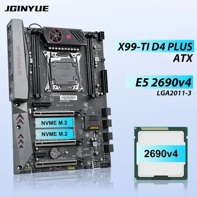 JGINYUE X99 motherboard kit Intel LGA 2011-3 With CPU xeon E5 2690 V4 DDR4 support ECC M.2 NVME SATA High-end X99-TI D4 PLUS