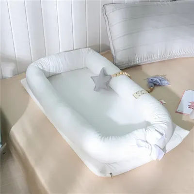 50*90cm White Travel Bed Portable Baby Nest Breathable Newborn Bed for Boys Girls Cotton Soft Crib Breathable Folding Bed Bumper