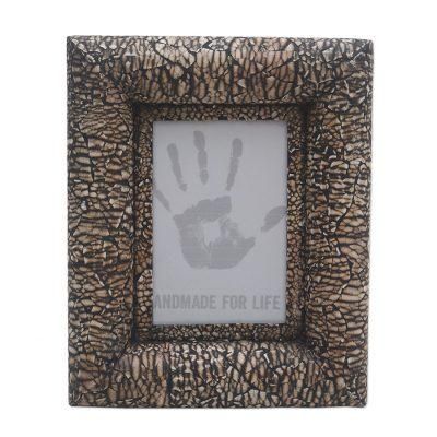 Wood and eggshell photo frame, 'Nature's Charm in Black' (4x6)