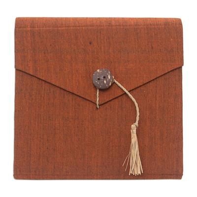 Brown Voyage,'Handcrafted Brown Natural Fiber Notebook from Bali'