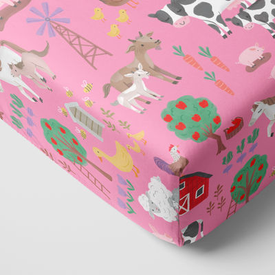Pink Farm Fam Fitted Crib Sheet - Standard