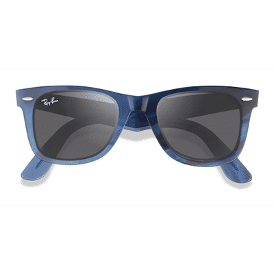 Unisex s wayfarer,wayfarer Photo Striped Blue Acetate Prescription sunglasses - Eyebuydirect s Ray-Ban RB2140