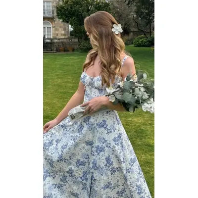 Robe d'été mi-longue vintage à imprimé floral pour femme, style corset, bleue, avec ceinture, bandage, disponible en blanc, noir, rose, vert, robe nuisette d'été