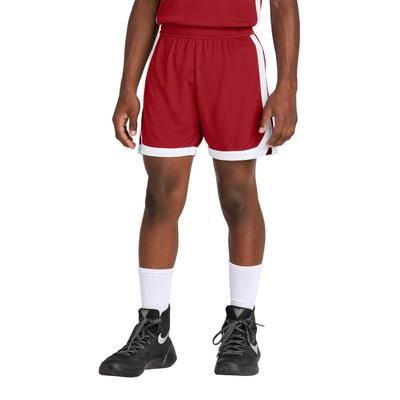 Sport-Tek YST901 Youth Rival Basketball 5' Short in Deep Red/White size XS | Polyester