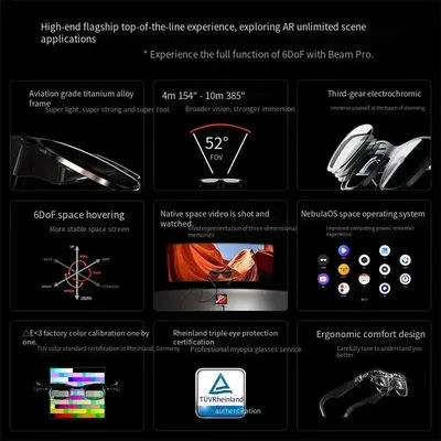 Xreal Air 2 Ultra AR Glasses 6DoF Smart Glasses 385 inch HD Space Giant Screen 52° FOV Portable Private Cinema 1080p View
