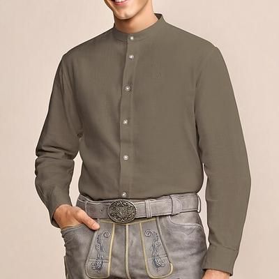 Oktoberfest Camicia di lino A fascia Bavarese Tedesco Alpino Prati Per uomo Festa della birra Panno in stile tradizionale