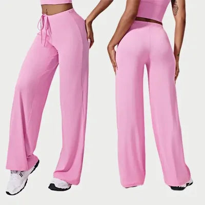 Women's Wide-leg Loose Yoga Pants High Waist Hip Lift Breathable Sports Flared Trousers Outdoor Running Gym Fitness Pants