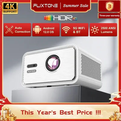 Flixtone D9W Mini 2500 ANSI 4K Portable Projectors Full HD 1080P Beam Projector for Movies Home Theater WiFi Android Game Beamer